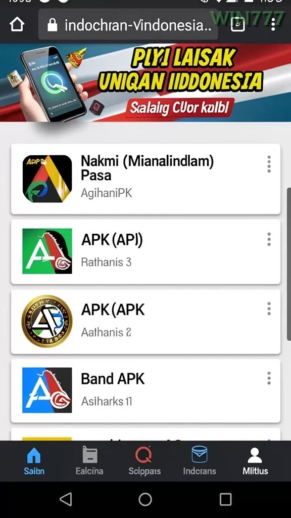 Cuplikan layar ASG55 — menu navigasi